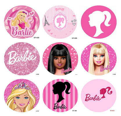 Round Theme Pink Princess Barbie Background Girls Birthday Party