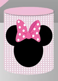 Pink Golden Minnie Theme Circle Round Backdrop for Girls Party