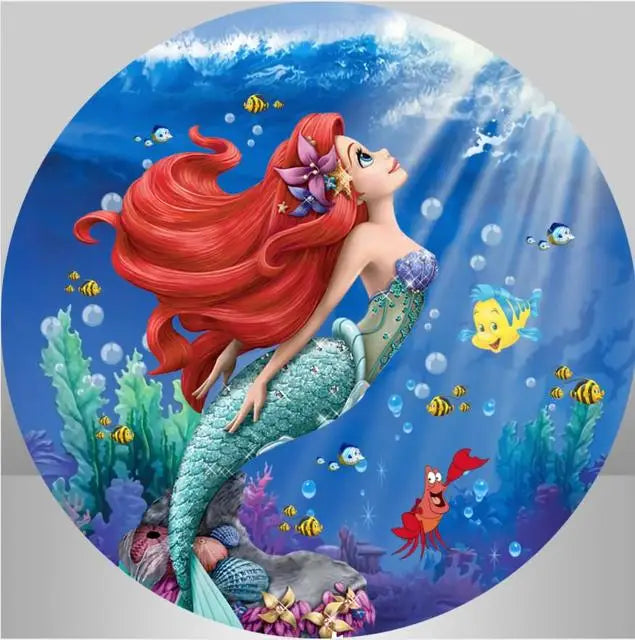 Little Mermaid Princess Ariel Round Backdrop Under The Sea Girls