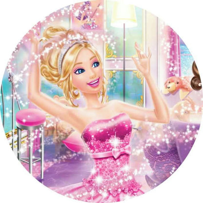 Round Theme Pink Princess Barbie Background Girls Birthday Party