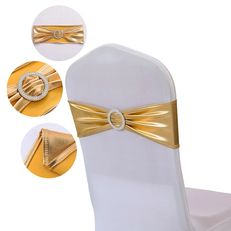 10/50/100Pcs Spandex Elastic Chair Sashes Band with Buckle