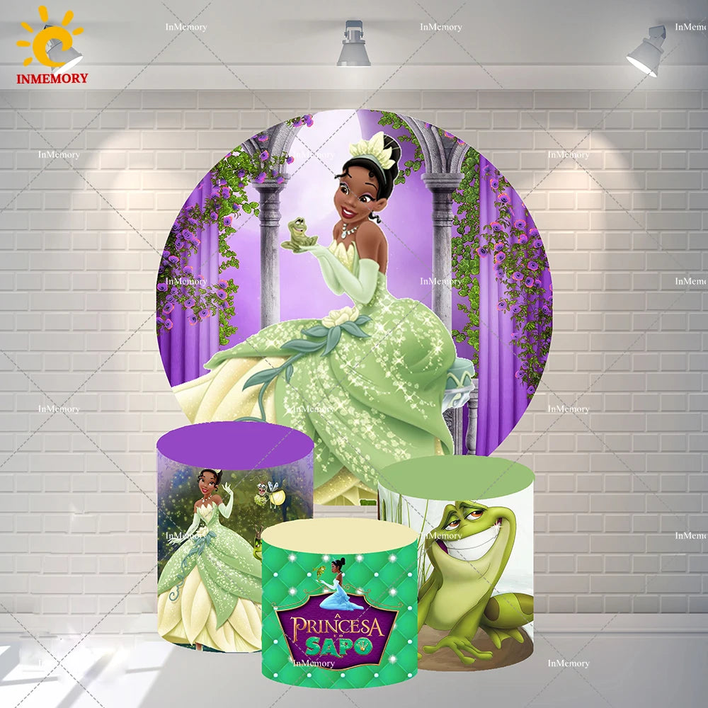 Princess Theme Tiana Round Circle Backdrop Covers Elastic or Vinyl