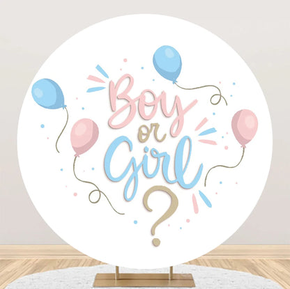 Newborn Gender Reveal Round Backdrop Decor Boy or Girl