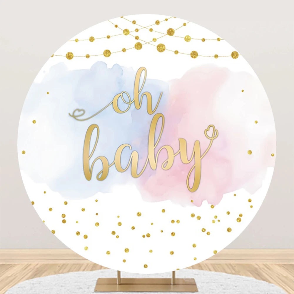 Newborn Gender Reveal Round Backdrop Decor Boy or Girl