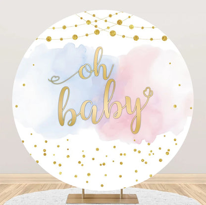 Newborn Gender Reveal Round Backdrop Decor Boy or Girl