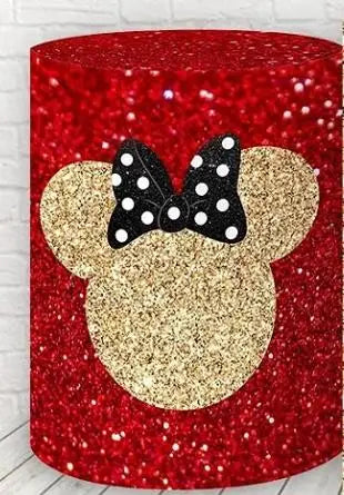 Red Minnie Round Backgrounds Elastic Cover or Vinyl