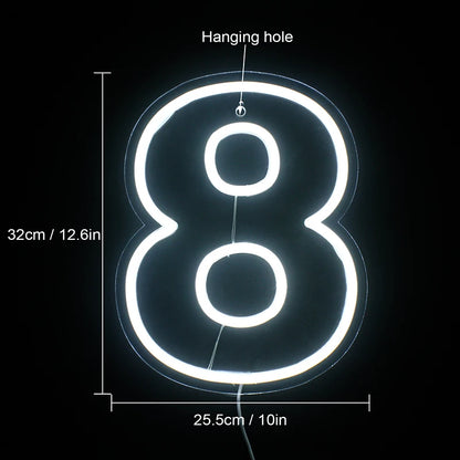 Neon LED Number Signs 0 To 9 USB Powered With Switch