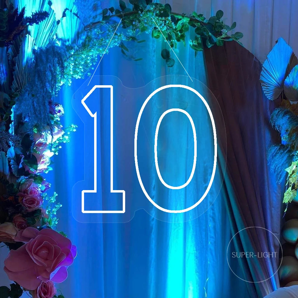 40cm Tall Light Up Custom Neon Numbers Neon Sign Birthday Party Anniversary