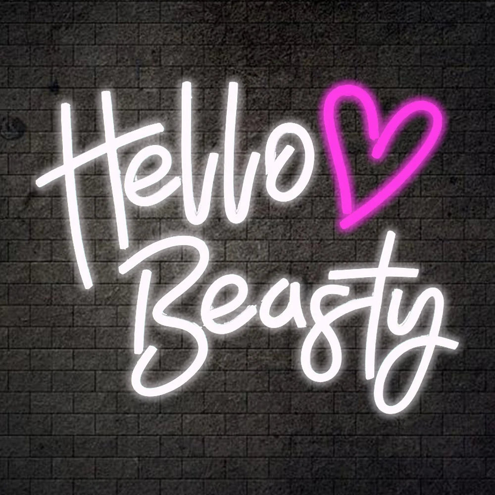 Hello Beauty Neon Sign LED Salon Letters Sign Beauty Room Girls Bedroom Birthday Party Decor