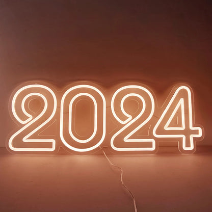 Number 2024 Neon Sign Light 30x11 inch Graduation Party Decoration