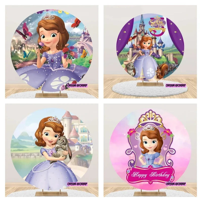 Princess Sofia First Castle Circle Baby Shower Girl Birthday Backdrop