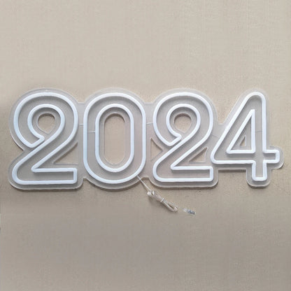 Number 2024 Neon Sign Light 30x11 inch Graduation Party Decoration