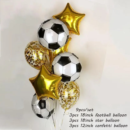 Football Themed Balloon 22inch 4D Soccer Foil Ball 40inch Black Numbers Boys Men Birthday Soccer Champion Party Decor Supplies