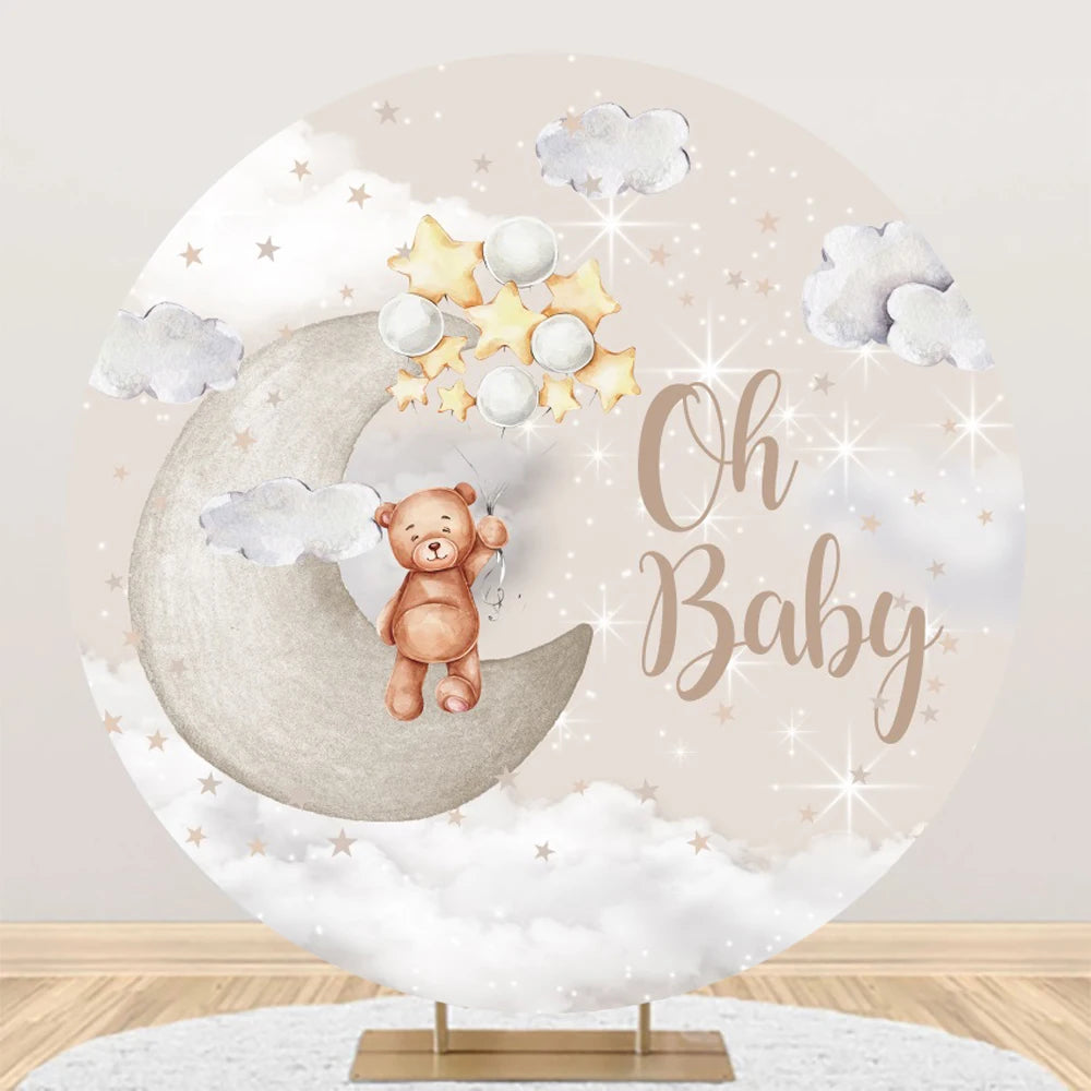 Teddy Bear Theme Circle Backdrop Baby Shower