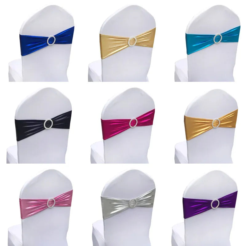 10/50/100Pcs Spandex Elastic Chair Sashes Band with Buckle