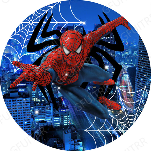 Spiderman Circle Cover Backdrop Boy Superhero Theme Round Cylinder Cover Decorations