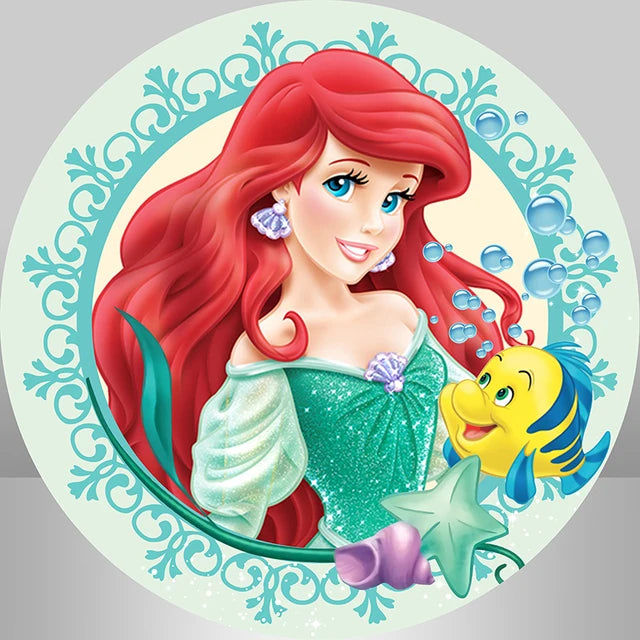 Little Mermaid Princess Ariel Round Backdrop Under The Sea Girls