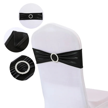 10/50/100Pcs Spandex Elastic Chair Sashes Band with Buckle