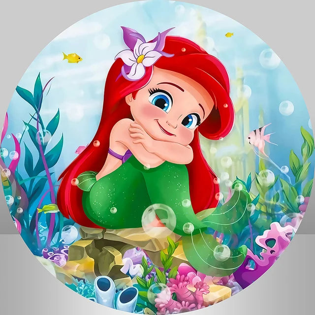 Little Mermaid Princess Ariel Round Backdrop Under The Sea Girls