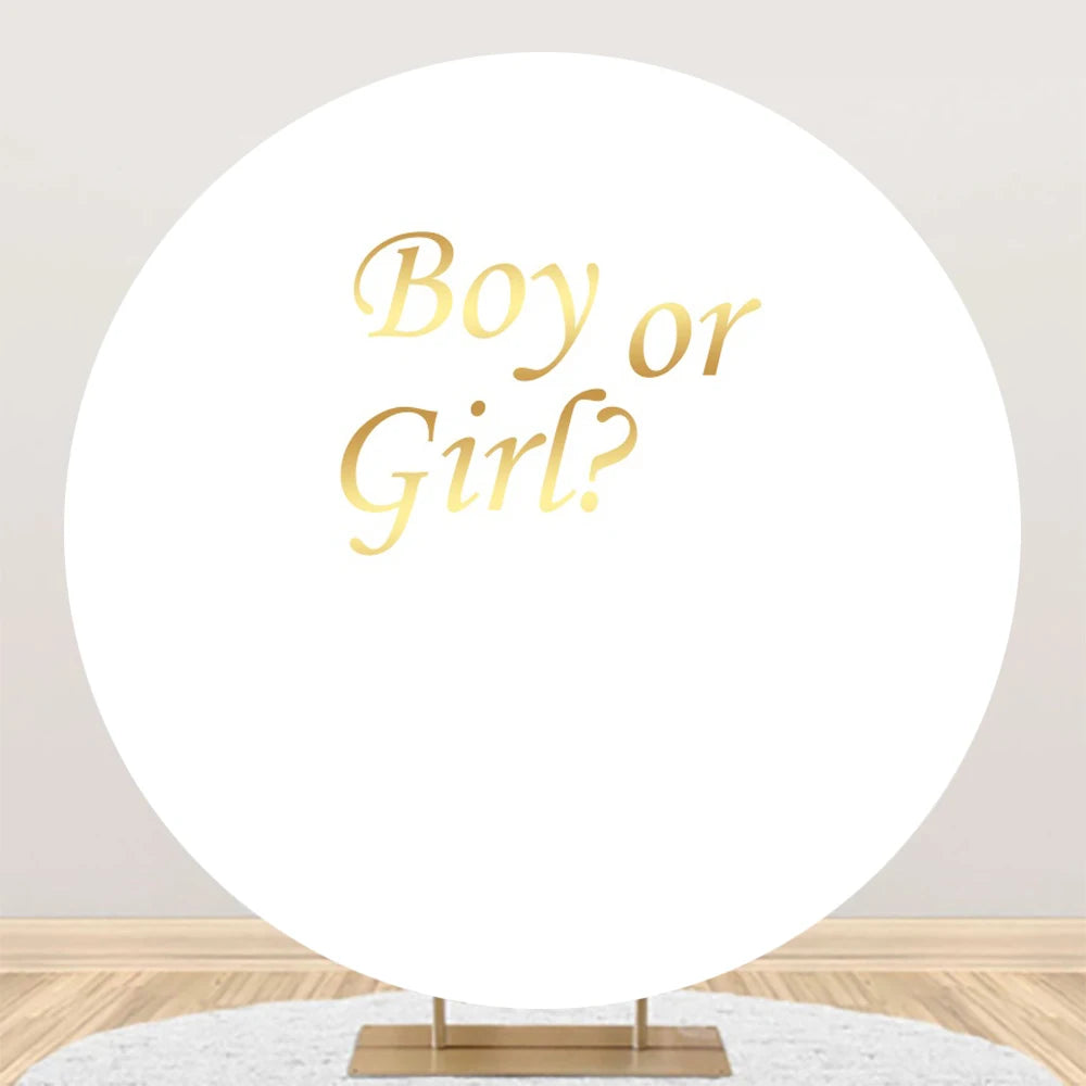 Newborn Gender Reveal Round Backdrop Decor Boy or Girl