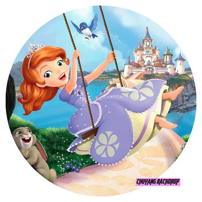 Princess Sofia First Castle Circle Baby Shower Girl Birthday Backdrop