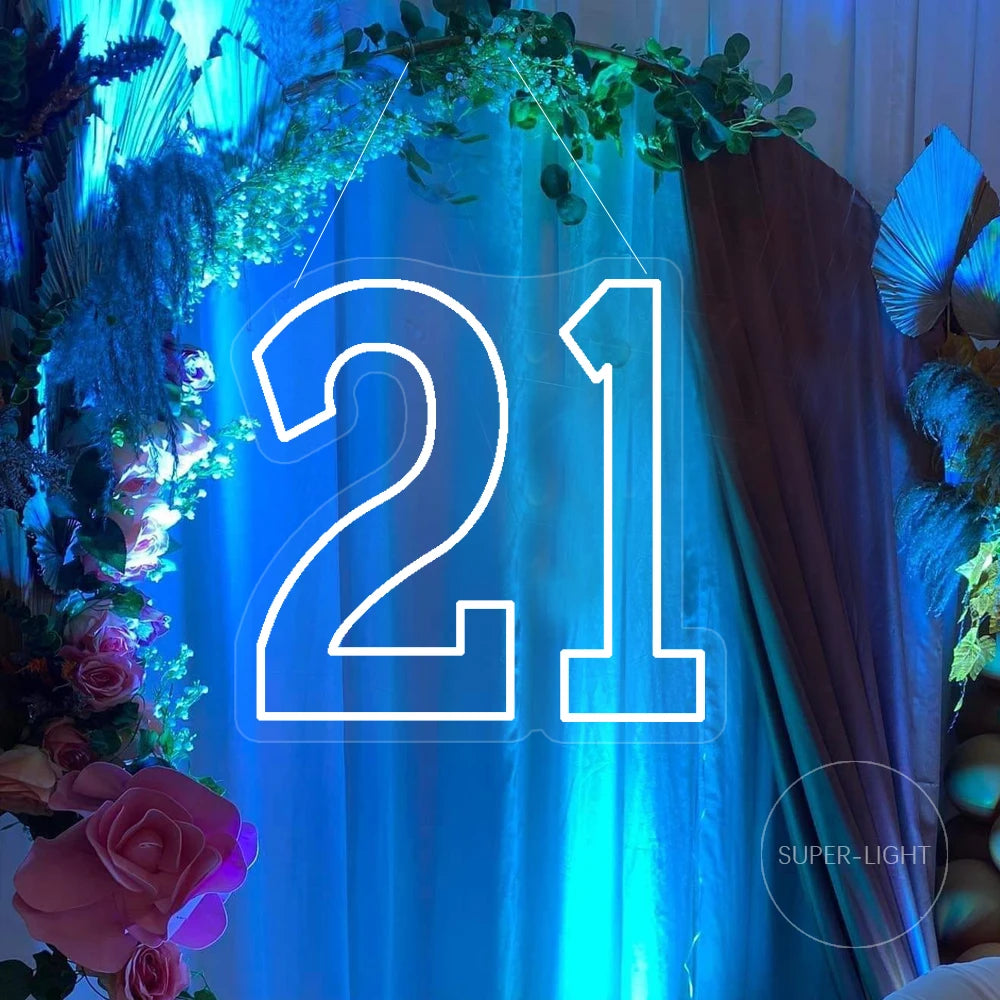 40cm Tall Light Up Custom Neon Numbers Neon Sign Birthday Party Anniversary