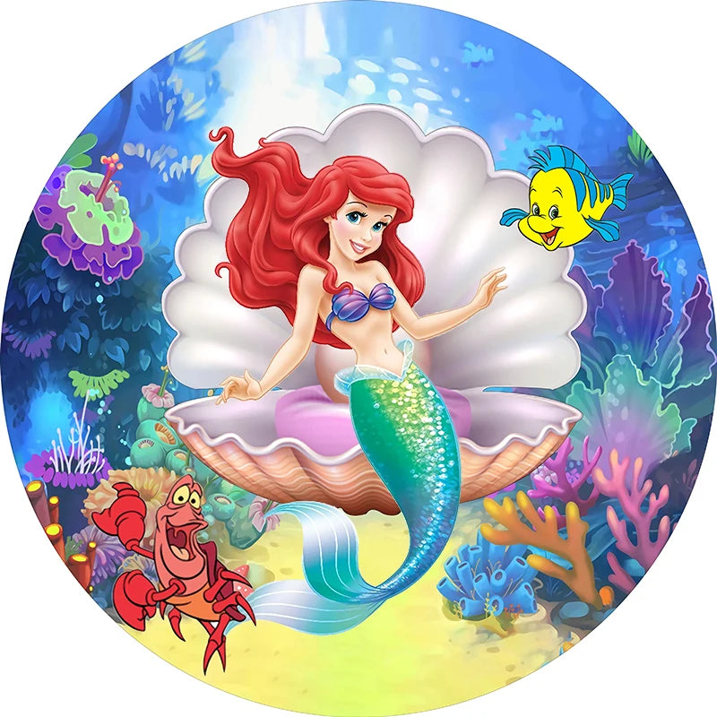 Little Mermaid Princess Ariel Round Backdrop Under The Sea Girls