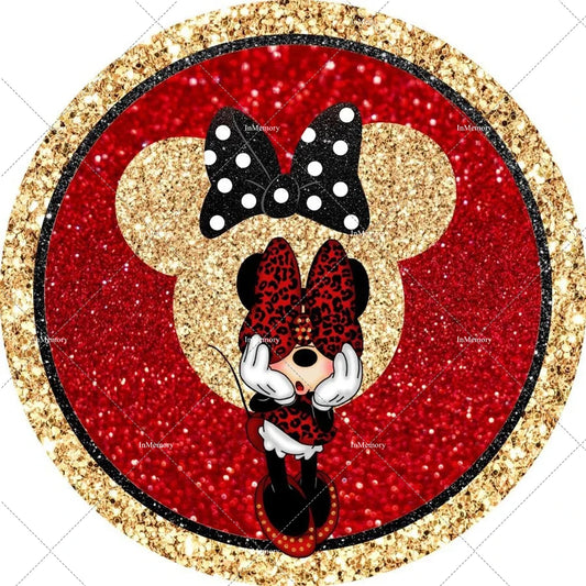 Red Minnie Round Backgrounds Elastic Cover or Vinyl