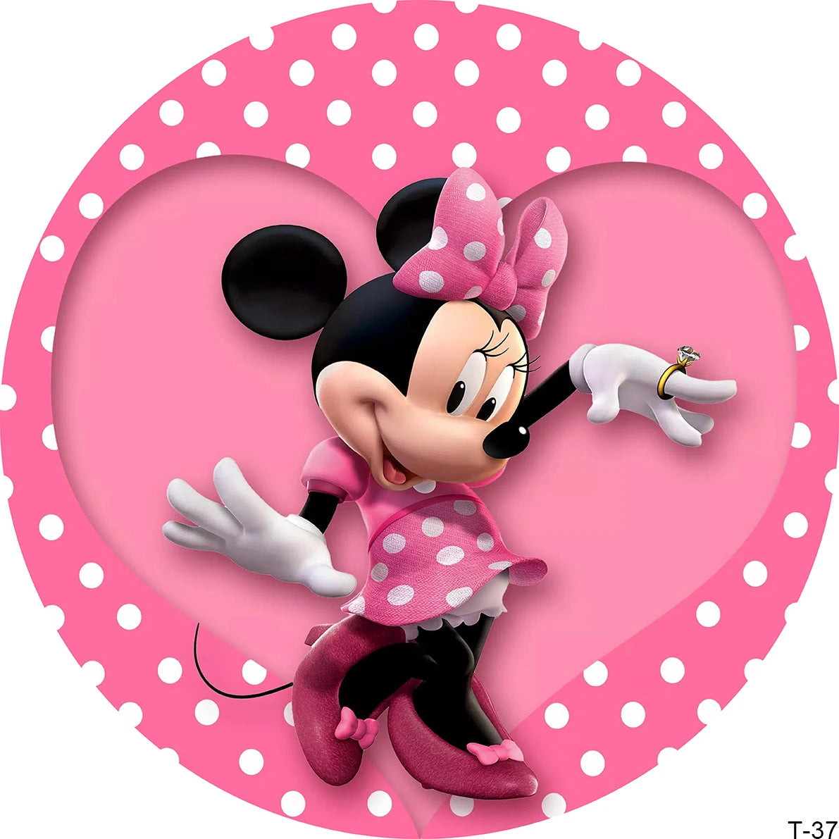 Pink Minnie Theme Baby Birthday Party Decor Circle Backdrop