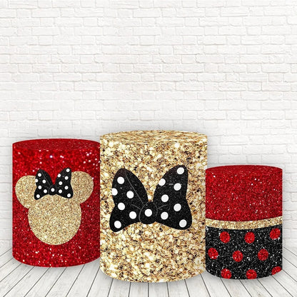 Red Minnie Round Backgrounds Elastic Cover or Vinyl