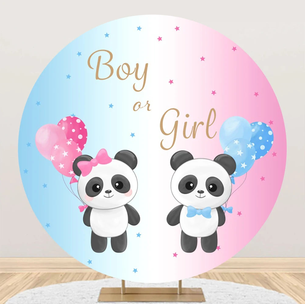 Newborn Gender Reveal Round Backdrop Decor Boy or Girl