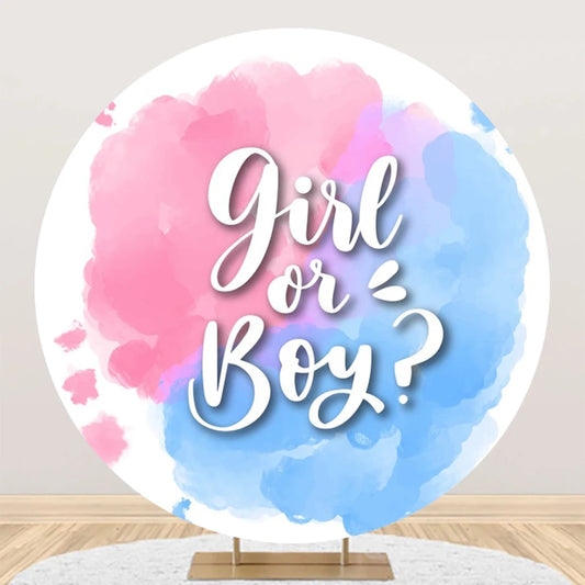 Newborn Gender Reveal Round Backdrop Decor Boy or Girl