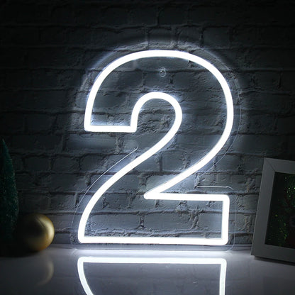 Neon LED Number Signs 0 To 9 USB Powered With Switch