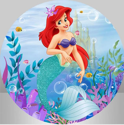 Little Mermaid Princess Ariel Round Backdrop Under The Sea Girls