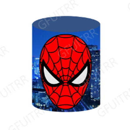 Spiderman Circle Cover Backdrop Boy Superhero Theme Round Cylinder Cover Decorations