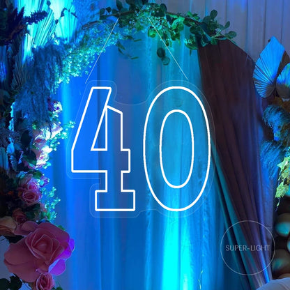 40cm Tall Light Up Custom Neon Numbers Neon Sign Birthday Party Anniversary